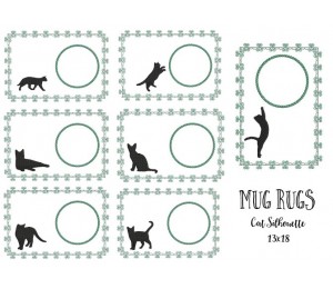 ITH Mug Rugs - Cat Silhouette